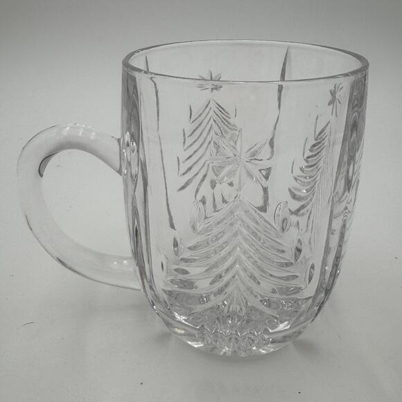 Vintage Mikasa Christmas Tree Cut Crystal Mug - Picture 3 of 6